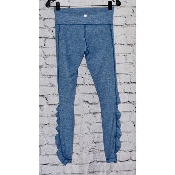 Lululemon Run Turn Around Tight Leggings Heathered Rugged Blue Size 6 - Picture 4 of 6